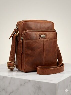 Spikes &‎ Sparrow Saddle Brown Leather Crossbody Bag NWOT Unisex